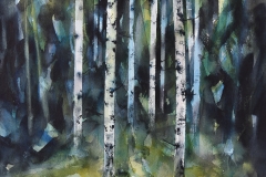 Fugler i skogen (54 x 51 cm)