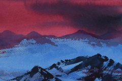Alpint landskap (21 x 26 cm) 2.500 kr