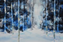 Fugler i skogen (56 x 75 cm) 12.000 kr m/ramme